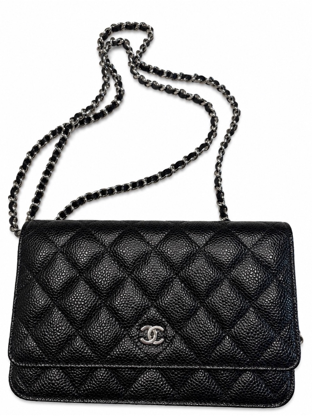 Chanel Classic WOC Black Quilted Caviar Leather Silver Hardware ( LIKE NEW )